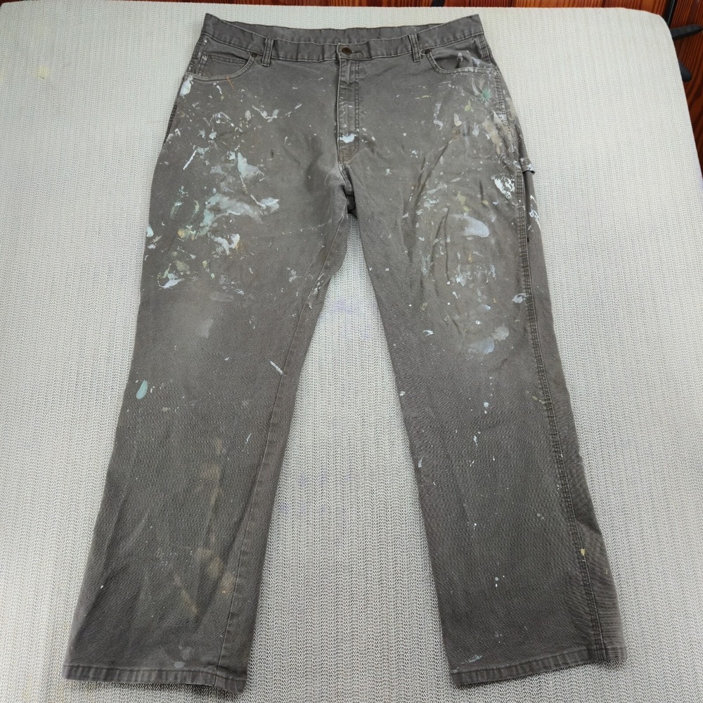 Dickies Jeans Men 40x32 Green Carpenter Utility Workwear Duck Canvas